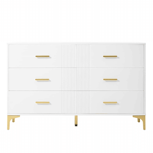 Cômoda 120x40x76 cm - Cômoda com 6 gavetas - Branca
