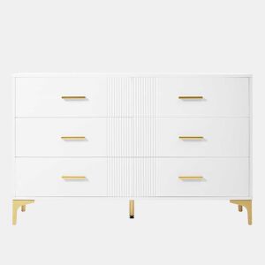 Cômoda 120x40x76 cm - Cômoda com 6 gavetas - Branca
