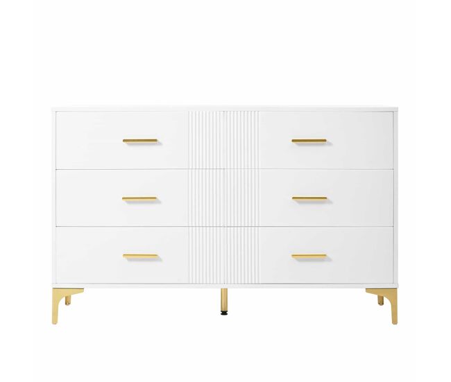 Commode 120x40x76 cm - kommode mit 6 schubladen - weiß