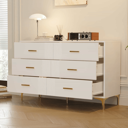 Cômoda 120x40x76 cm - Cômoda com 6 gavetas - Branca