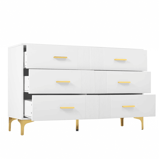 Cômoda 120x40x76 cm - Cômoda com 6 gavetas - Branca