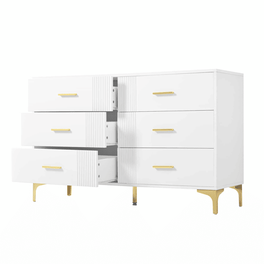 Cômoda 120x40x76 cm - Cômoda com 6 gavetas - Branca