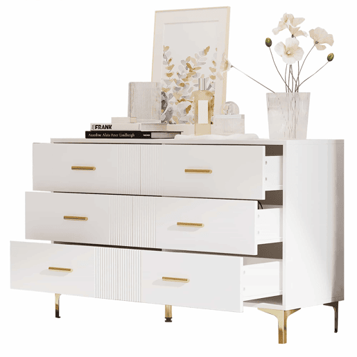 Cômoda 120x40x76 cm - Cômoda com 6 gavetas - Branca