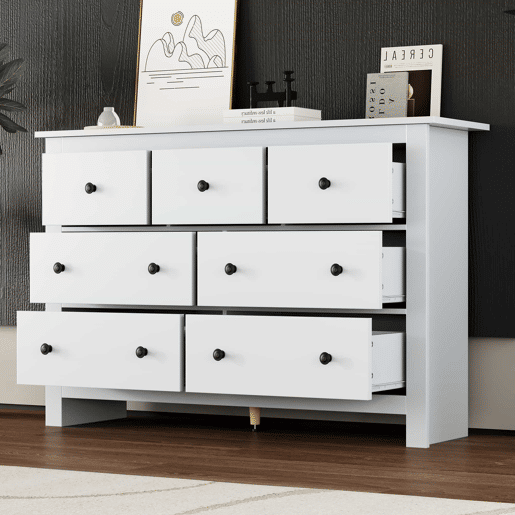 Aparador com 7 gavetas - Aglomerado de partÃculas - Branco Aparador com 7 gavetas - Aglomerado de partÃculas - Branco