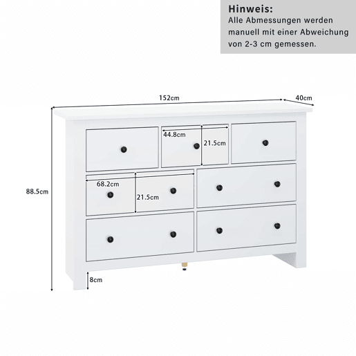 Aparador com 7 gavetas - Aglomerado de partÃculas - Branco Aparador com 7 gavetas - Aglomerado de partÃculas - Branco