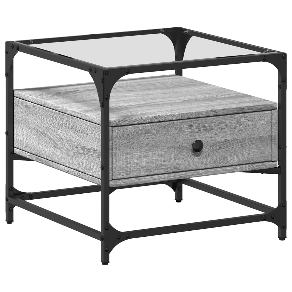 Mesa de café - mesa de centro tapa de vidrio acero gris sonoma 50x50x45 cm