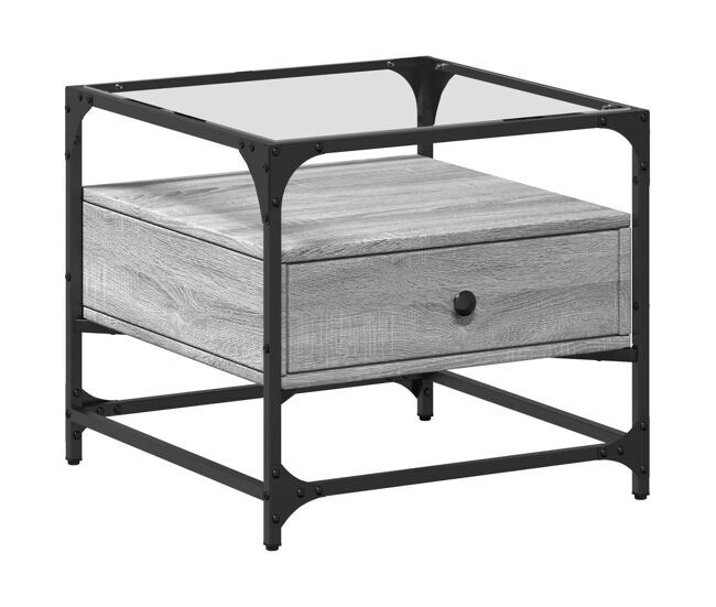Mesa de café - mesa de centro tapa de vidrio acero gris sonoma 50x50x45 cm