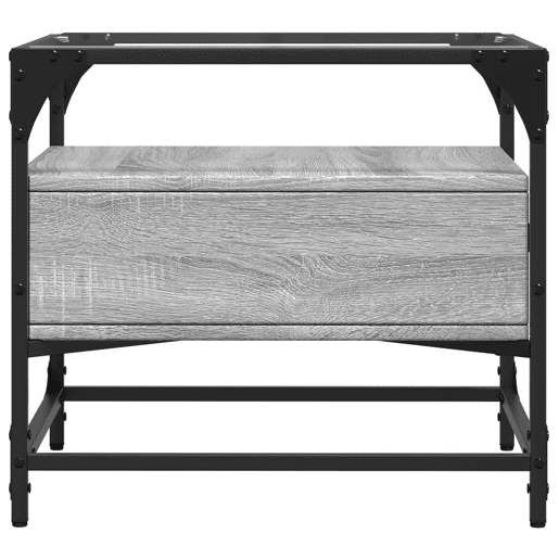 Mesa de Centro, Mesa baixa c topo de vidro 50x50x45 cm cinza sonoma aço