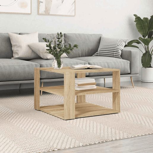 Mesa de Centro, Mesa baixa, 58x58x40cm derivados madeira carvalho sonoma