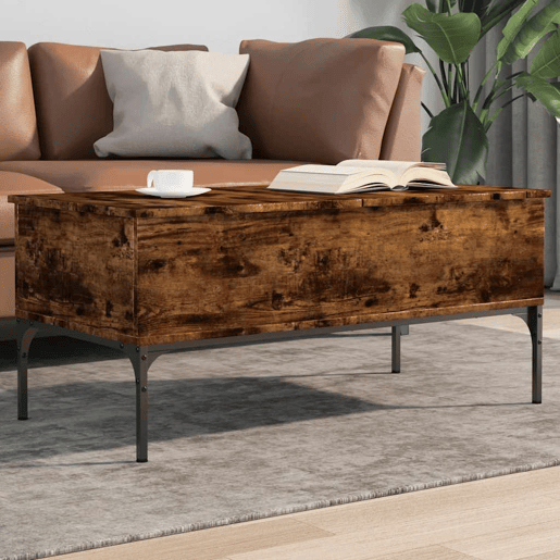 Mesa de Centro, Mesa baixa, 100x50x45cm deriv. madeirametal carvalho fumado