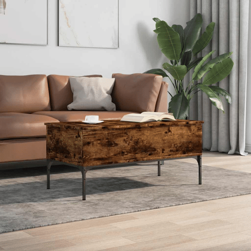 Mesa de Centro, Mesa baixa, 100x50x45cm deriv. madeirametal carvalho fumado