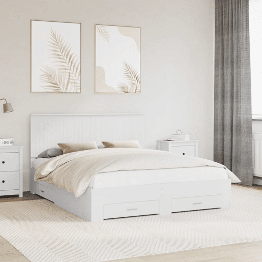 Estrutura De Cama De Casal Moderno - Branco 160 x 200 cm Madeira processada