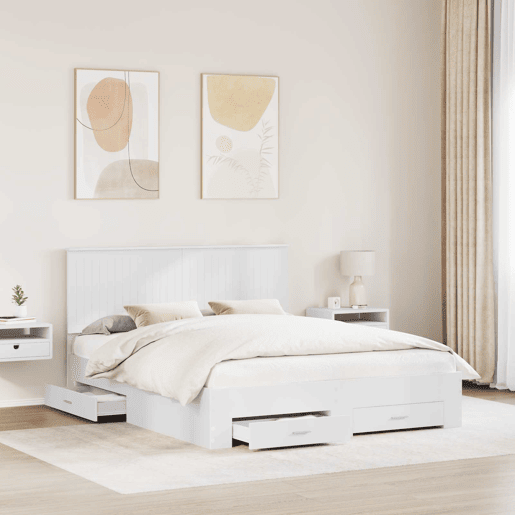 Estrutura De Cama De Casal Moderno - Branco 160 x 200 cm Madeira processada
