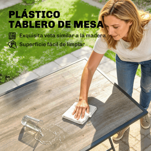 Outsunny Conjunto de Mesa e Cadeiras de Jardim de 5 Peças Móveis de Jardim com 4 Cadeiras Dobráveis e Mesa Dobrável para Terraço Pátio, Cinzento