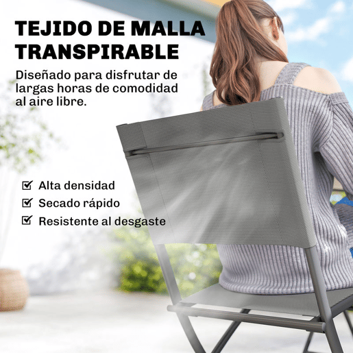 Outsunny Conjunto de Mesa e Cadeiras de Jardim de 5 Peças Móveis de Jardim com 4 Cadeiras Dobráveis e Mesa Dobrável para Terraço Pátio, Cinzento