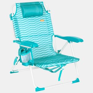 Aktive Cadeira de praia multiposições 48x58x76 cm ondas azuis com bolsos