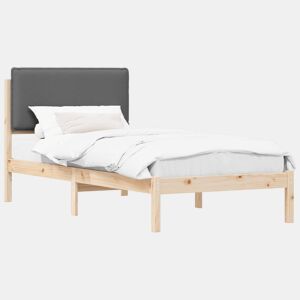 Estrutura de cama de solteiro para adultos com Cabeceira Estofada Cinza Escuro