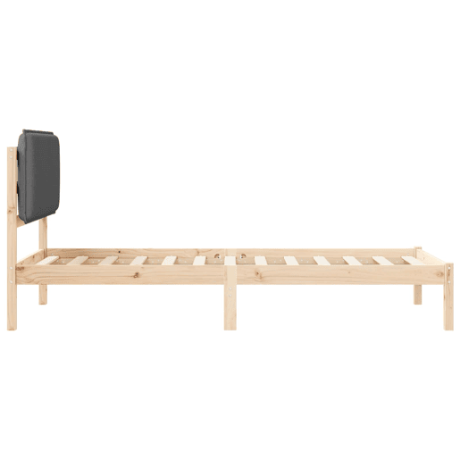 Estrutura de cama de solteiro para adultos com Cabeceira Estofada Cinza Escuro