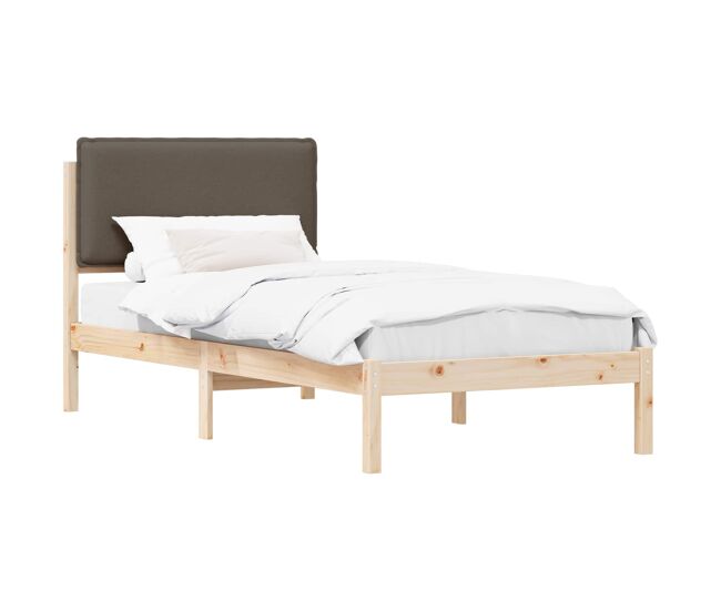 Estructura de cama simple para adultos con cabecera - tapizada taupé 90 x 190 cm