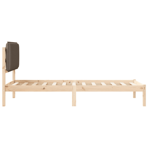 Estrutura de cama de solteiro Design com Cabeceira Estofada Cinzento-acastanhado