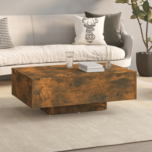Mesa de Centro, Mesa baixa, 85x55x31 cm derivados de madeira carvalho fumado