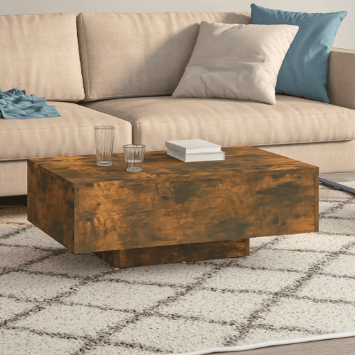 Mesa de Centro, Mesa baixa, 85x55x31 cm derivados de madeira carvalho fumado