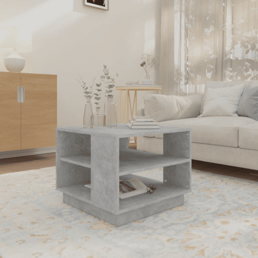 Mesa de Centro, Mesa baixa, 55x55x43 cm derivados de madeira cinza cimento