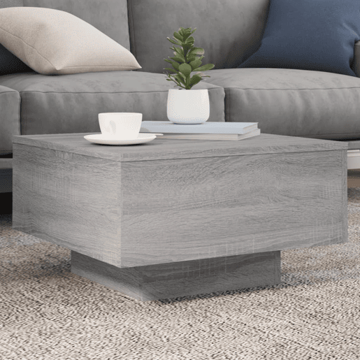 Mesa de Centro, Mesa baixa, 55x55x31 cm derivados de madeira cinzento sonoma