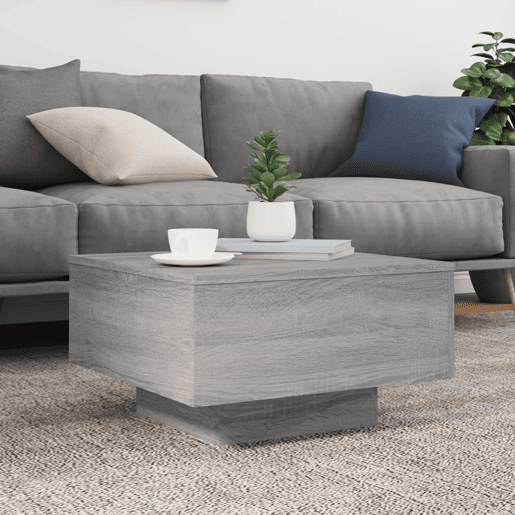 Mesa de Centro, Mesa baixa, 55x55x31 cm derivados de madeira cinzento sonoma