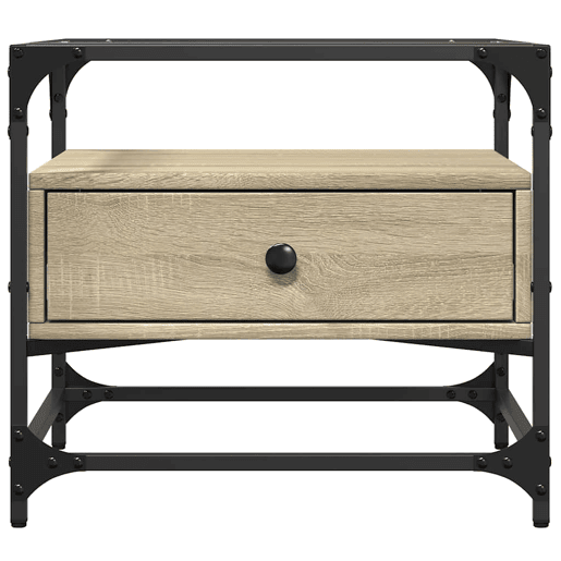Mesa de Centro, Mesa baixa ctopo de vidro 50x50x45cm carvalho sonoma aço