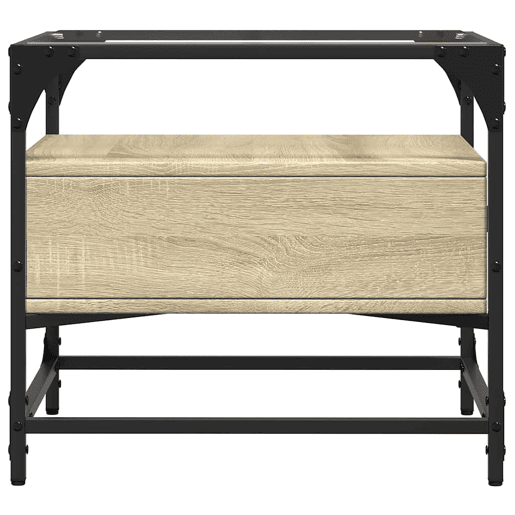 Mesa de Centro, Mesa baixa ctopo de vidro 50x50x45cm carvalho sonoma aço