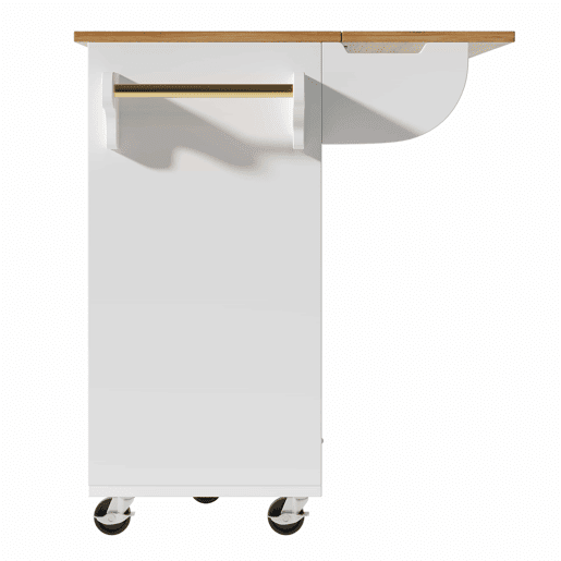 Ilha de cozinha 120x73x90 cm - Carrinho de cozinha com rodas, prateleira para especiarias, suporte para toalhas, prateleiras ajustáveis - Branco