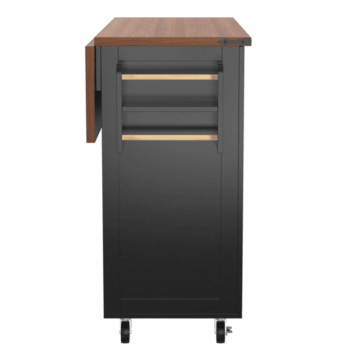 Ilha de cozinha 120x60x90 cm - Carrinho de serviço com bancada extensível, com 2 portas e 3 gavetas - Preto