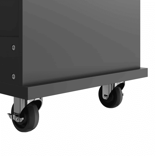 Carrinho de cozinha 129x46x92 cm - moderno e simples, com gavetas e armários de arrumação, superfície de trabalho em madeira clara - preto