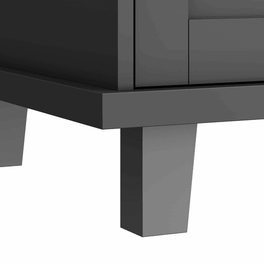 Carrinho de cozinha 129x46x92 cm - moderno e simples, com gavetas e armários de arrumação, superfície de trabalho em madeira clara - preto