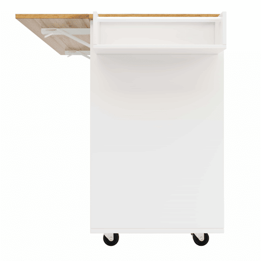 Ilha de cozinha moderna - Armário de cozinha - Móvel buffet - Carrinho de cozinha com acabamento em madeira - Mesa multifuncional com arrumação - Carrinho de cozinha com prateleiras para snacks e armários com função extensível - Branco