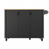 Ilha de cozinha 130x45(75)x92cm - Carrinho com madeira, rodas, prateleira para especiarias, 3 portas, preto