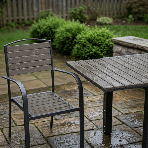 Outsunny Conjunto de Mesa e Cadeiras de Jardim 9 Peças, Mobiliário de Exterior em Alumínio Resistente, Mesa Extensível, 8 Cadeiras Empilháveis, Tampo em Madeira Plástica, Cinzento