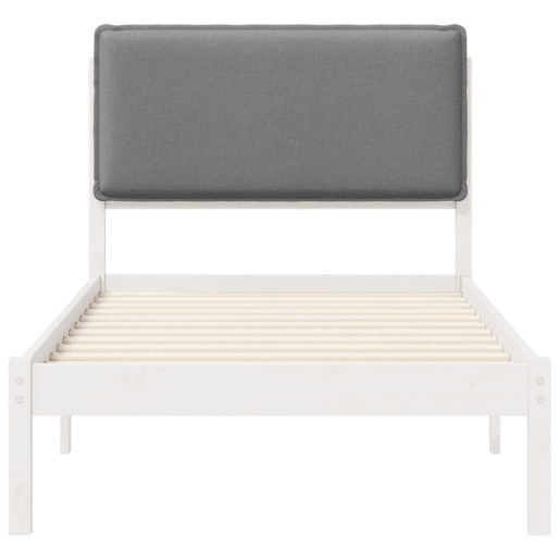 Estrutura de cama de solteiro simple com Cabeceira Estofada Cinzento-claro