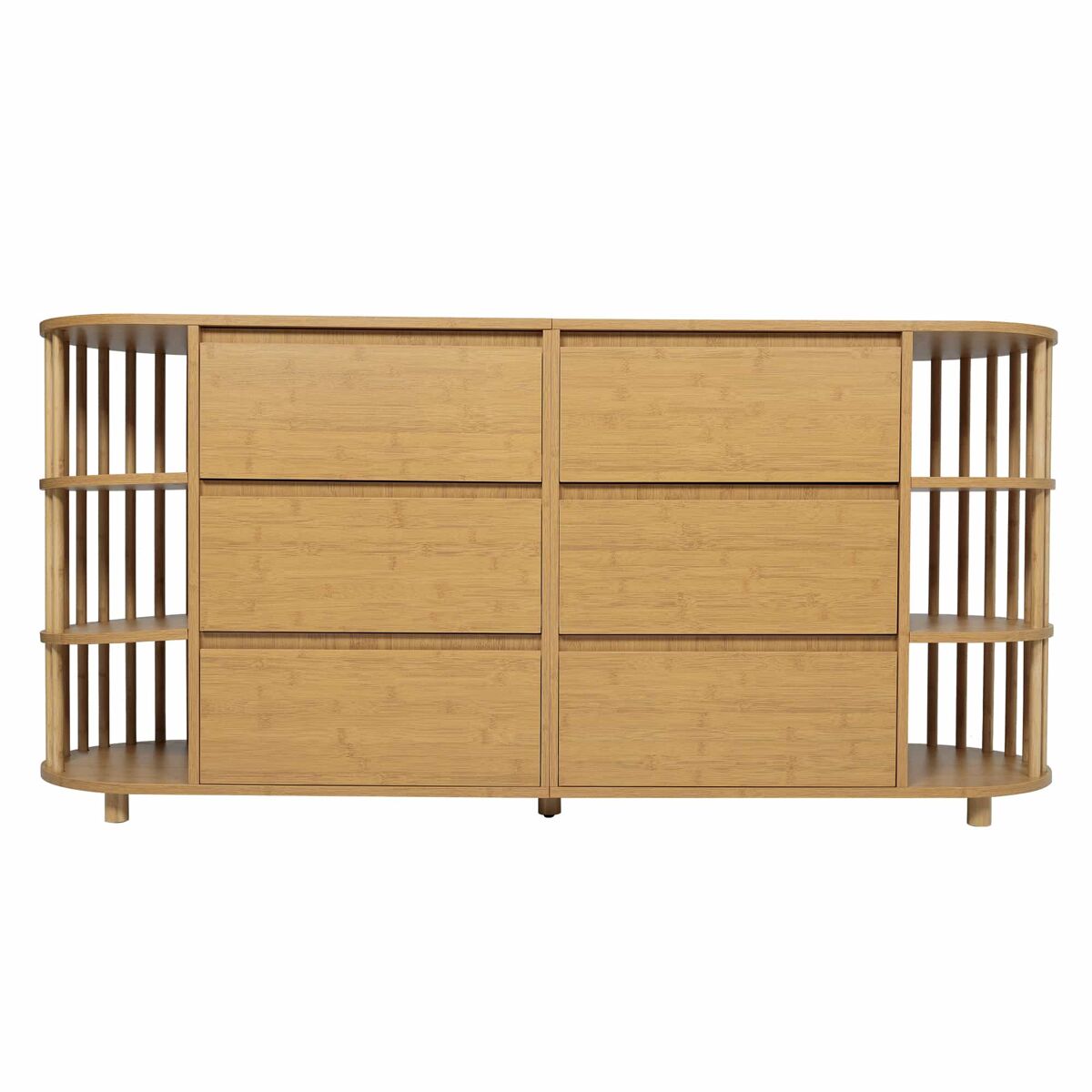 Comoda sideboard 160 cm - diseño romano con columnas y estantes de bambú - roble