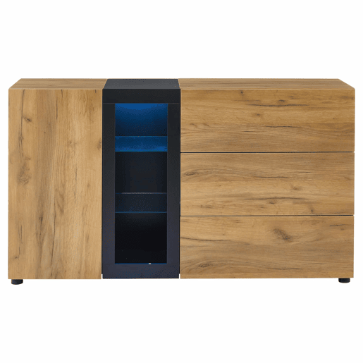 Mesa auxiliar 100x35x77 cm - Mesa preta com base dourada, mesa consola vintage - Castanho+Preto