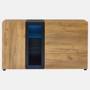 Mesa auxiliar 100x35x77 cm - Mesa preta com base dourada, mesa consola vintage - Castanho+Preto