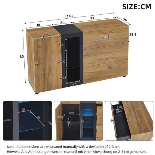 Mesa auxiliar 100x35x77 cm - Mesa preta com base dourada, mesa consola vintage - Castanho+Preto