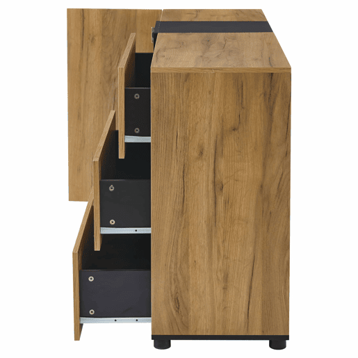 Mesa auxiliar 100x35x77 cm - Mesa preta com base dourada, mesa consola vintage - Castanho+Preto