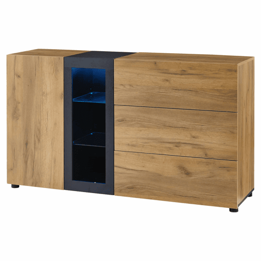 Mesa auxiliar 100x35x77 cm - Mesa preta com base dourada, mesa consola vintage - Castanho+Preto