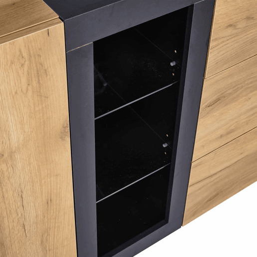 Mesa auxiliar 100x35x77 cm - Mesa preta com base dourada, mesa consola vintage - Castanho+Preto