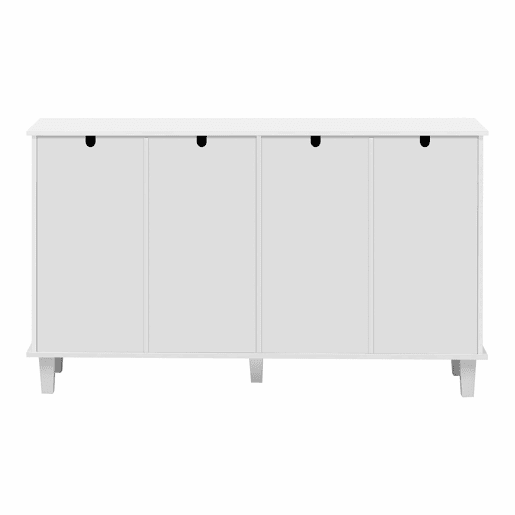 Aparador baixo - 2 portas de vidro com 2 gavetas e prateleiras reguláveis - Branco