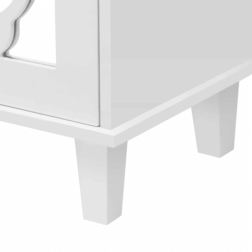 Aparador baixo - 2 portas de vidro com 2 gavetas e prateleiras reguláveis - Branco