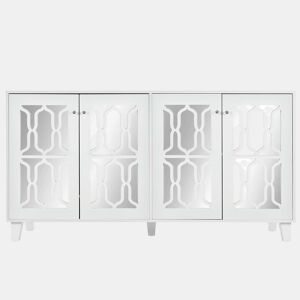 Aparador - 4 portas e prateleiras reguláveis - puxador em vidro - Branco