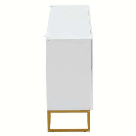 Aparador 130 cm - Moderno, com 4 compartimentos, acabamento brilhante - Branco+Dourado Aparador 130 cm - Moderno, com 4 compartimentos, acabamento brilhante - Branco+Dourado